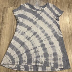 Pure Jill Swoop Neck Elliptical T Oversized Blue White Size XS